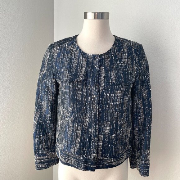 J. Crew Womens Size 8 Navy Verona Jacket Textured Long Sleeve - Picture 1 of 9